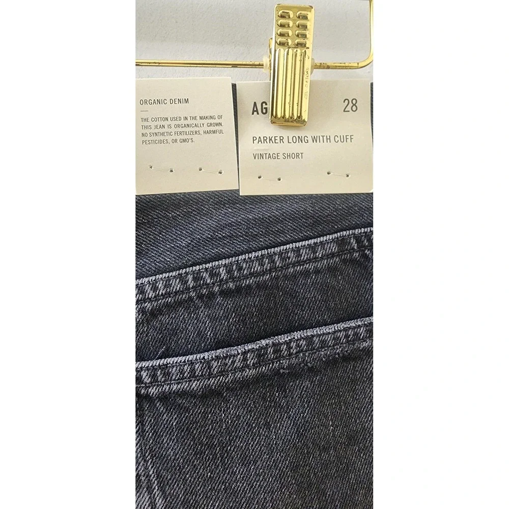 AGOLDE Parker Long With Cuff Vintage Short Black Organic Denim 28 High Rise